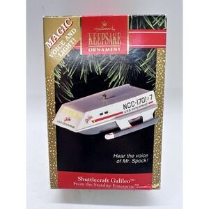 Hallmark 1992 Star Trek Shuttlecraft Galileo Ornament Light & Spock Voice NIB